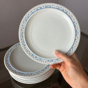 Set: 6x Kuchenteller Kiruna Garden weiß blau von Thomas