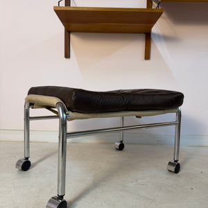 Hocker Modell Bore dunkelbraun Chrom von Noboru Nakamura für IKEA