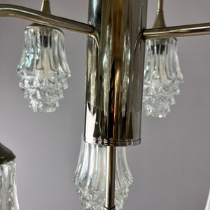 10-flammiger Kronleuchter Glas Chrom von Richard Essig