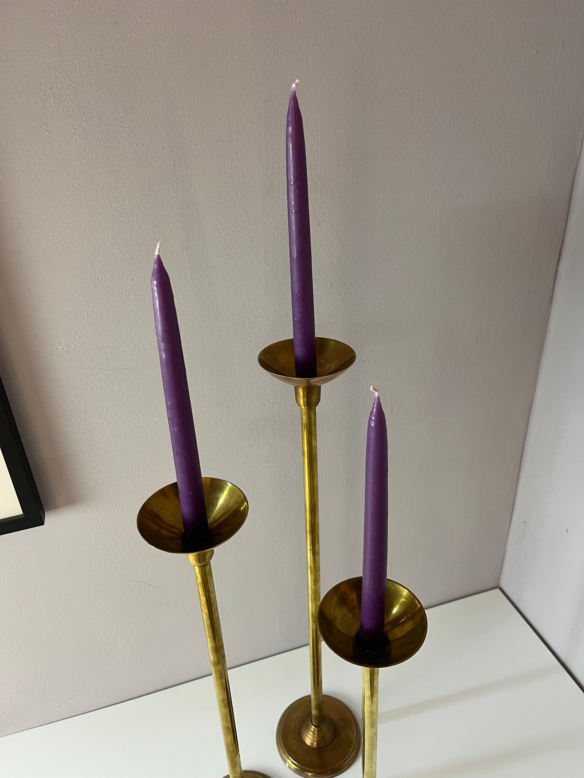 Set: Trio hohe Kerzenständer Messing