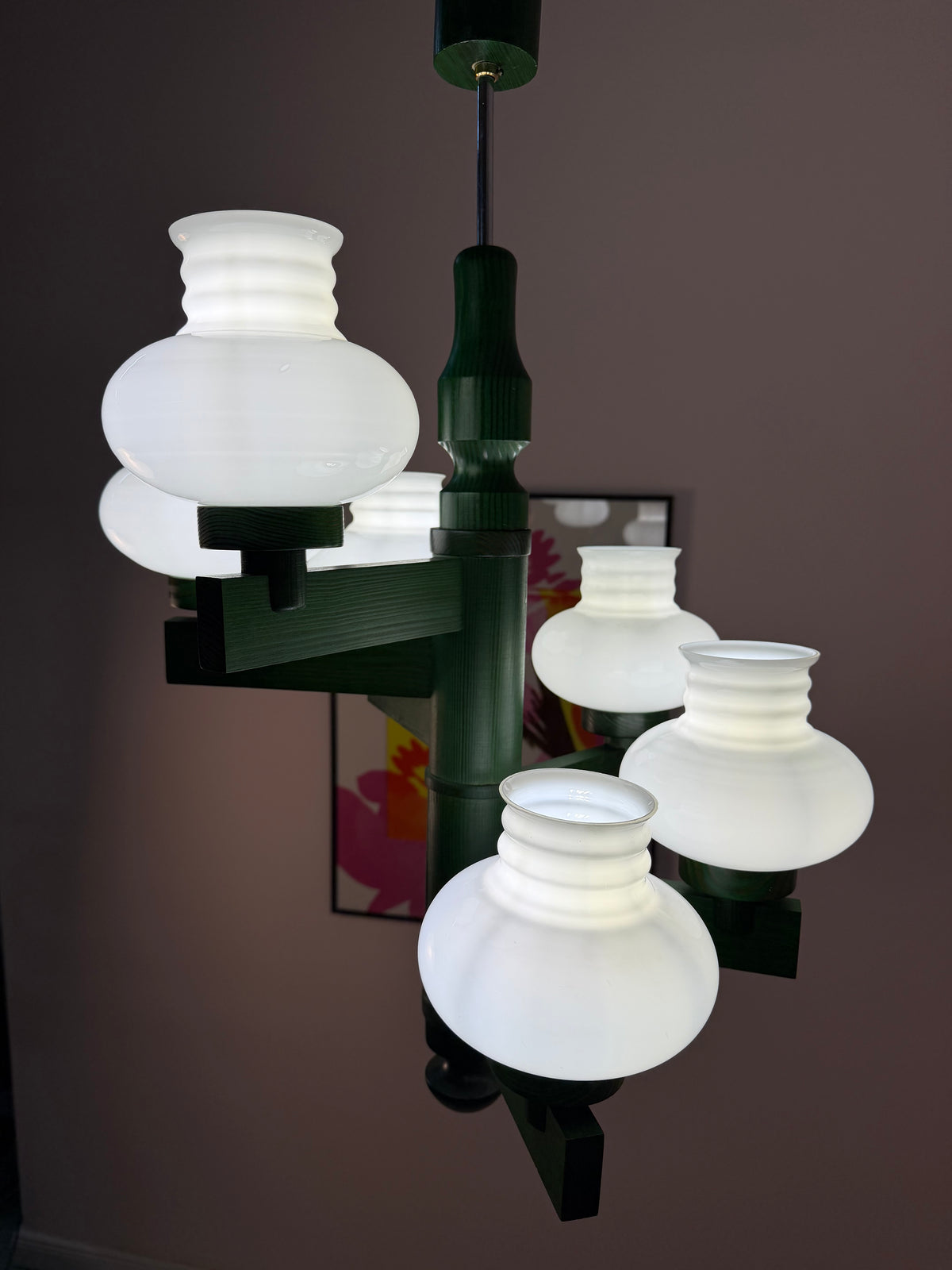Kronleuchter grün Opalglas