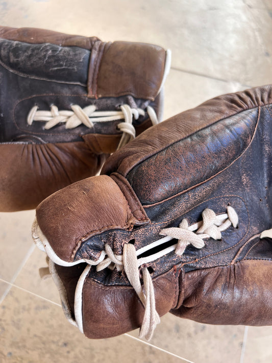 Boxhandschuhe braun Echtleder