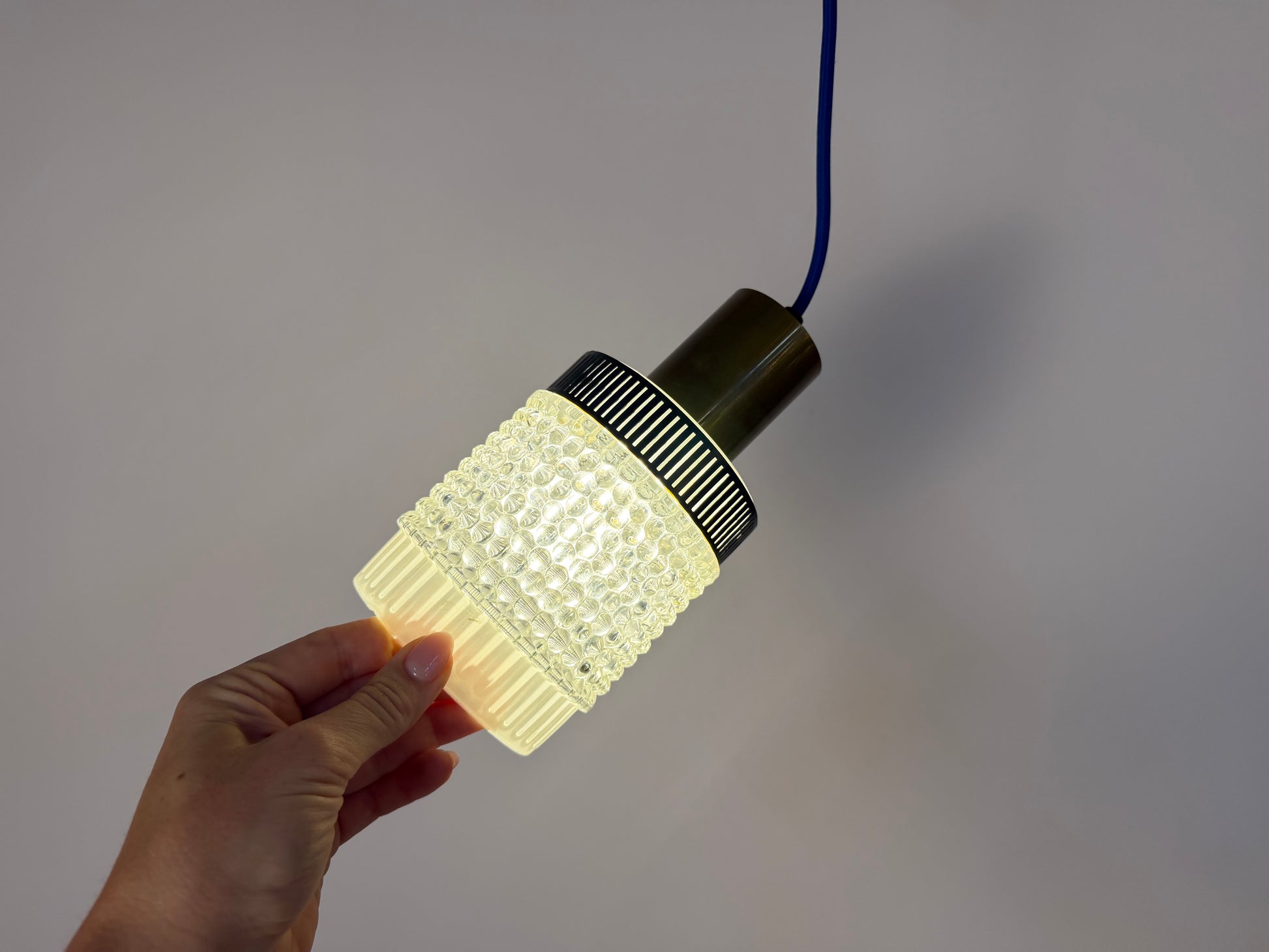 Hängelampe Glas Messing aus Dänemark