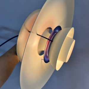 Lamellenlampe PH5 weiß blau von Poul Henningsen für Louis Poulsen