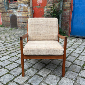 Sessel Senator beige Wolle Teak von Ole Wanscher für Cado