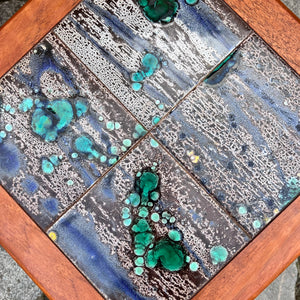 Satztische grau grün Fliesen Teak aus Dänemark