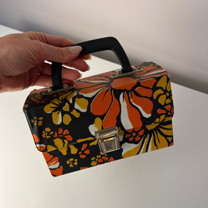 Aufbewahrungsbox für Kassetten orange braun gelb