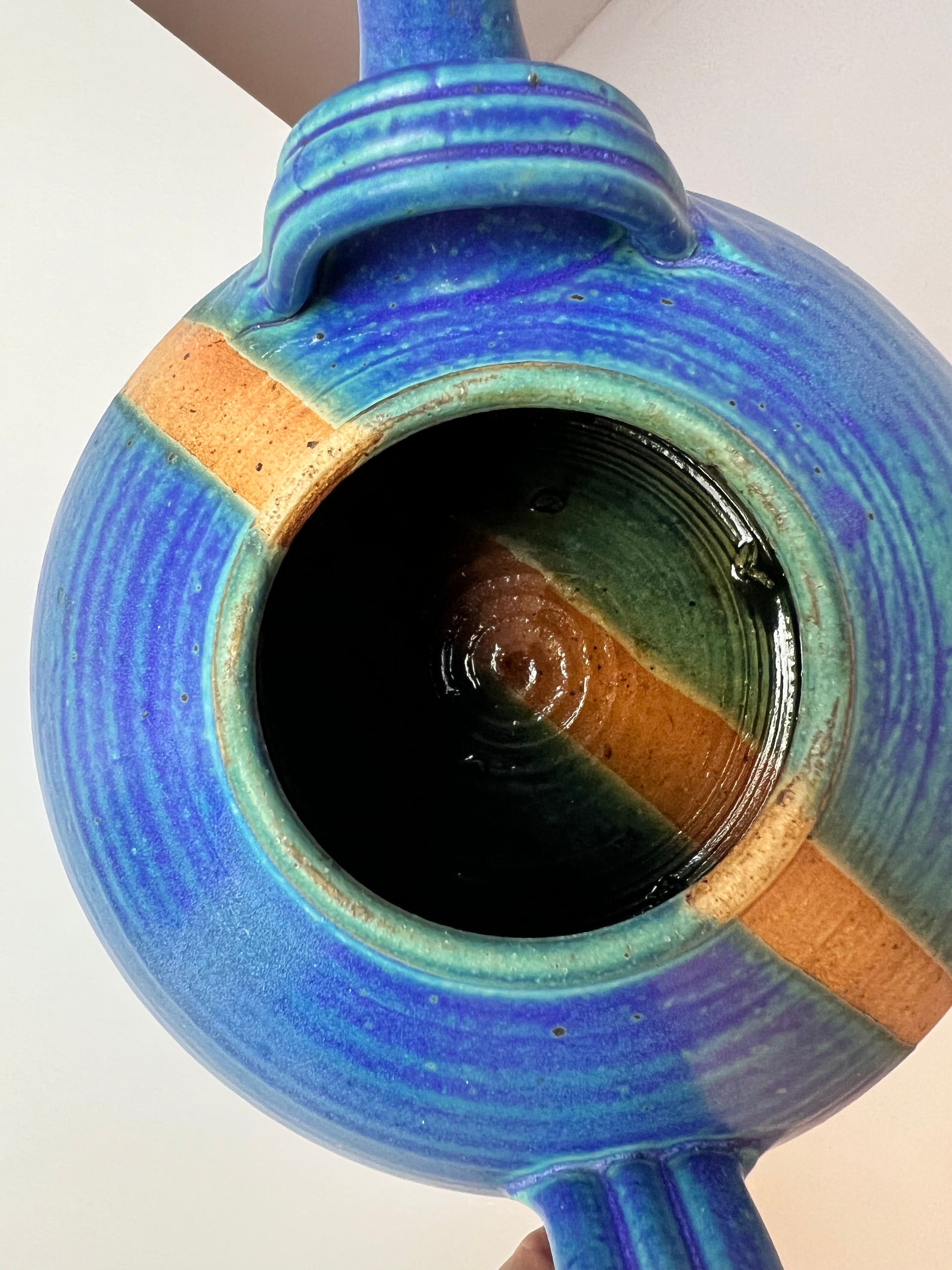 Teekanne blau Keramik aus Dänemark