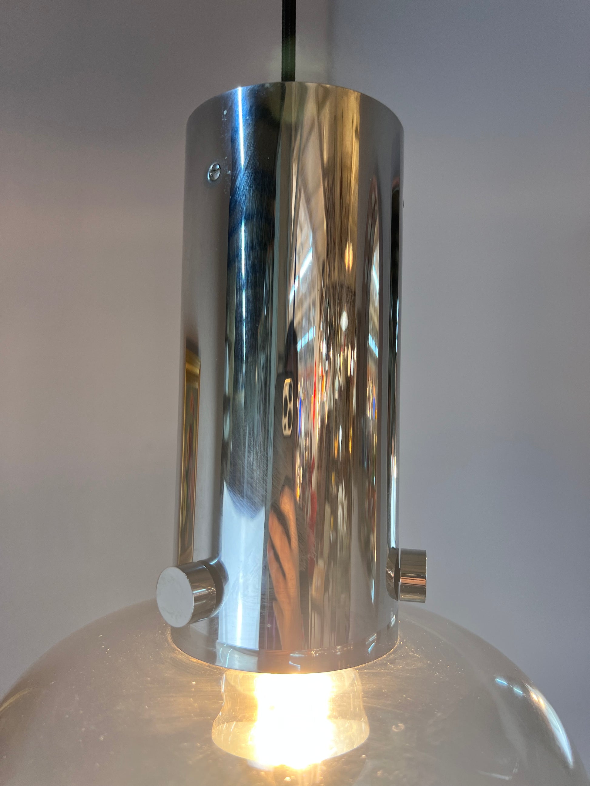 Hänge- oder Deckenlampe Glas Chrom von Glashütte Limburg