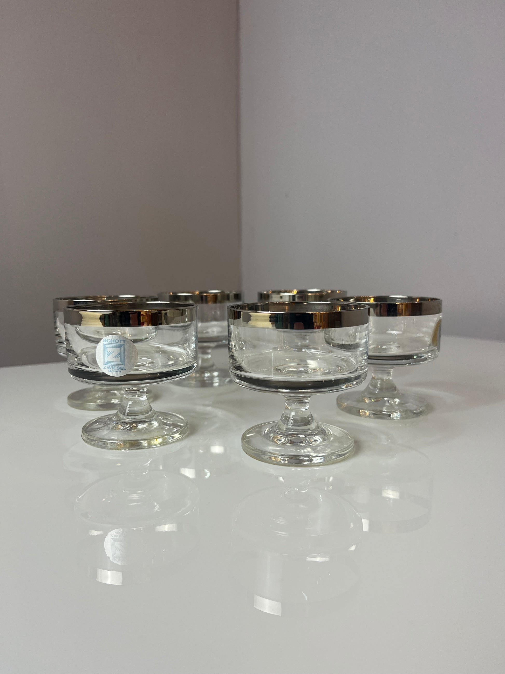 Set: 6x Likörglas mit Silberrand von Schott Zwiesel