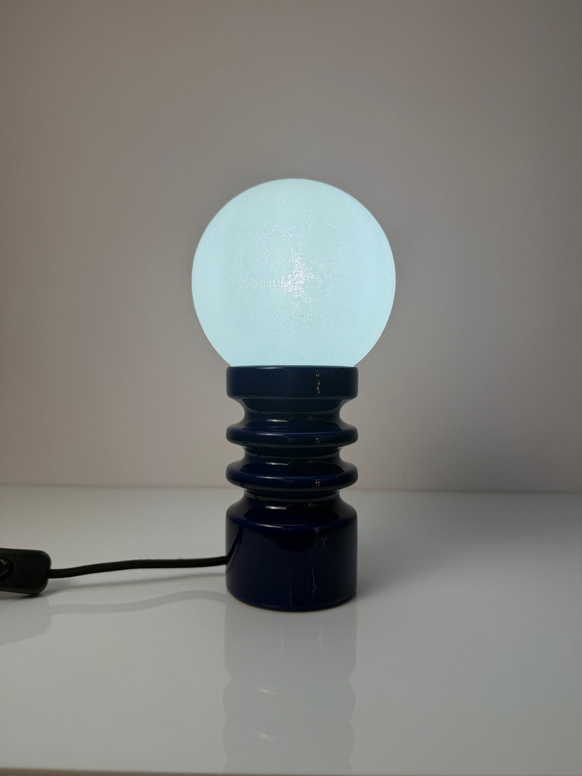 Tischlampe blau Keramik Glas von Cari Zalloni für Dümler & Breiden