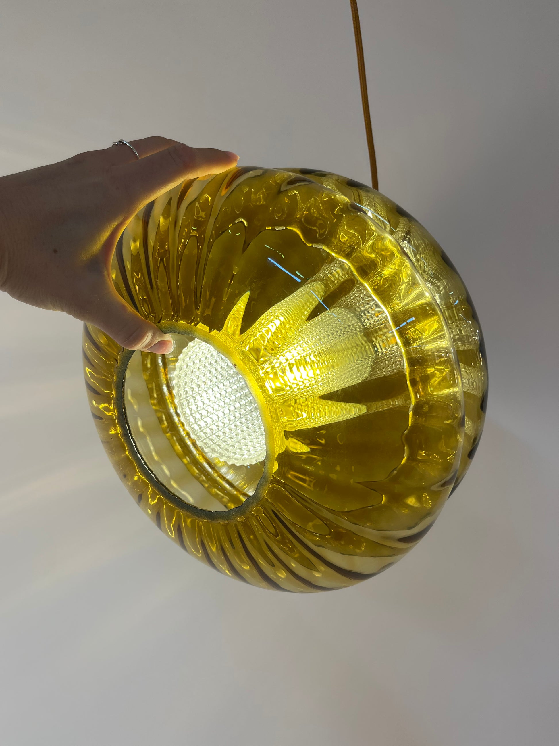 Hängelampe Glas Teak von Orrefors