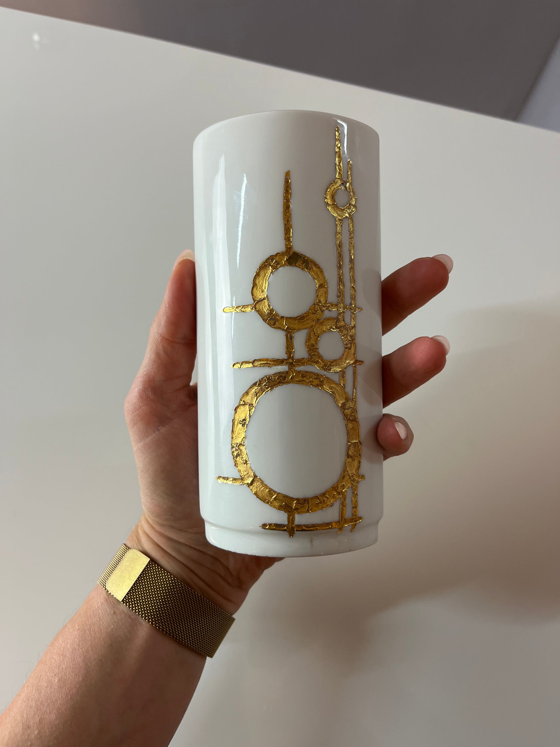 Vase 3127/4 weiß gold von Vera Kristansen