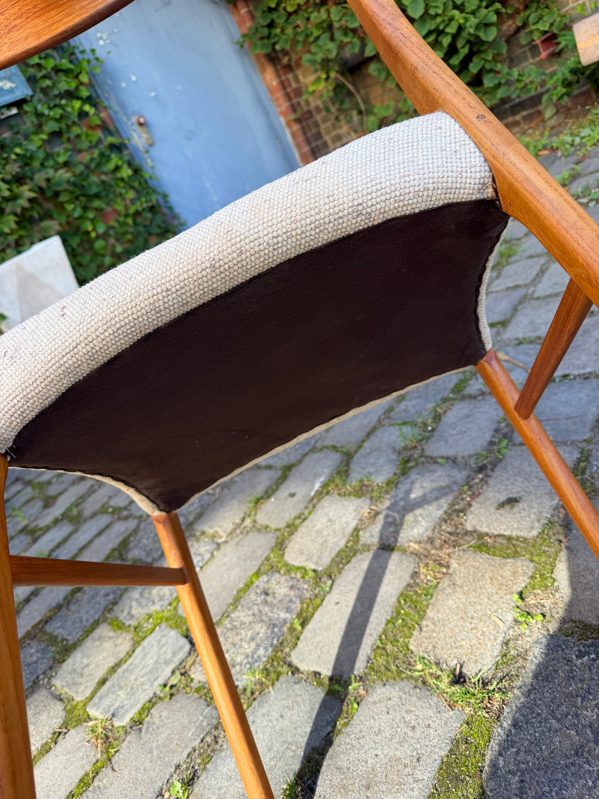 Polsterstuhl GS 600 creme Teak Wolle von Arne Wahl Iversen für Glyngøre Stolefabrik