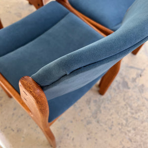 Set: 4x Polsterstuhl blau Teak von Erik Buch für O.D. Møbler