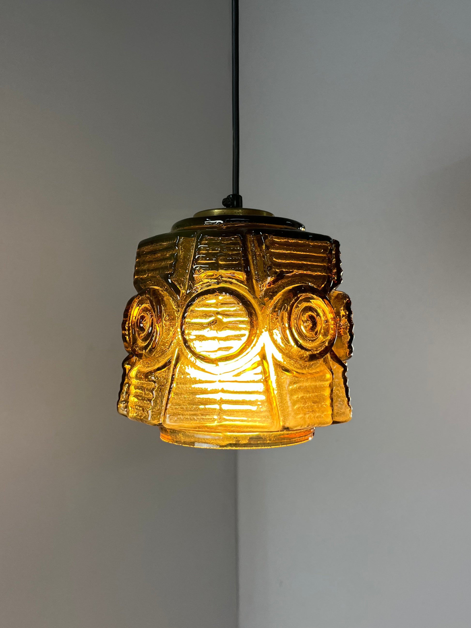 Hängelampe braun Glas Messing von Vitrika