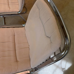 Set: 4x Freischwinger Chrom mit Sitzpolster creme von Gastone Rinaldi für Rima