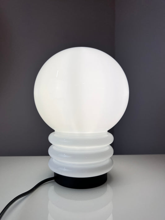 Tischlampe weiß Glas von Glashütte Limburg