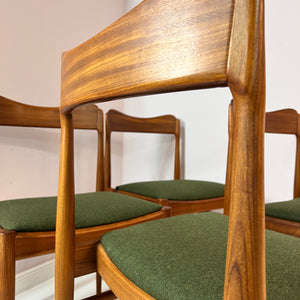 Set: 4x Polsterstuhl grün Teak