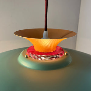 Lamellenlampe neu lackiert peach teal ocker aus Dänemark