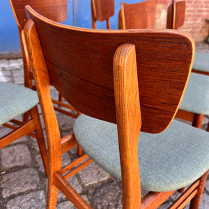 Set: 6x Esszimmerstuhl grau Teak neu gepolstert