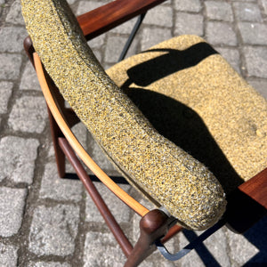 Armlehnstuhl hellgrün Teak neu gepolstert