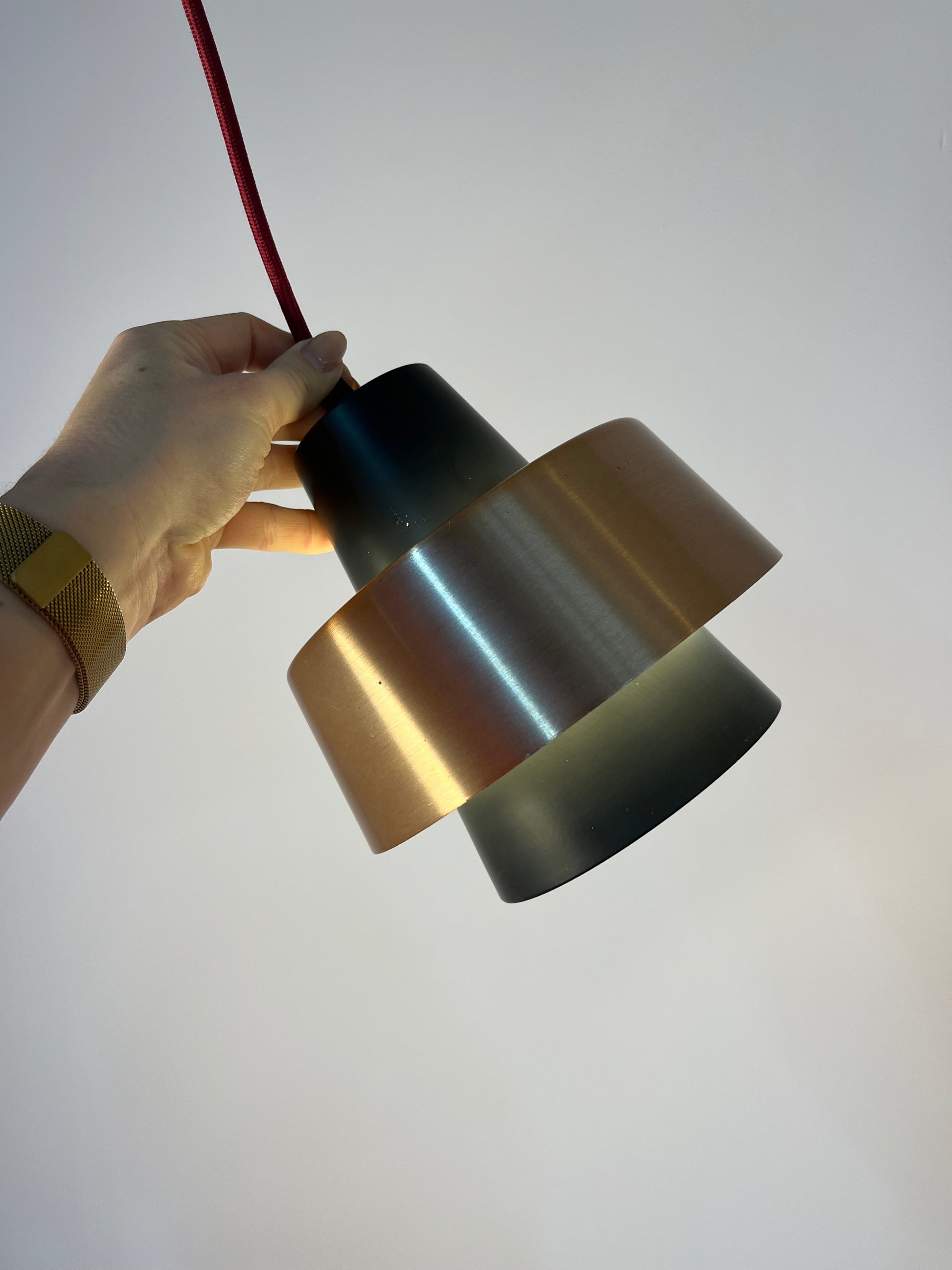 Lamellenlampe schwarz Kupfer aus Dänemark