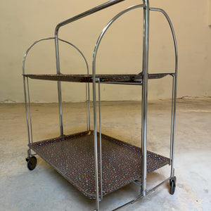 Dinette Servierwagen mit Blümchen und Chrom