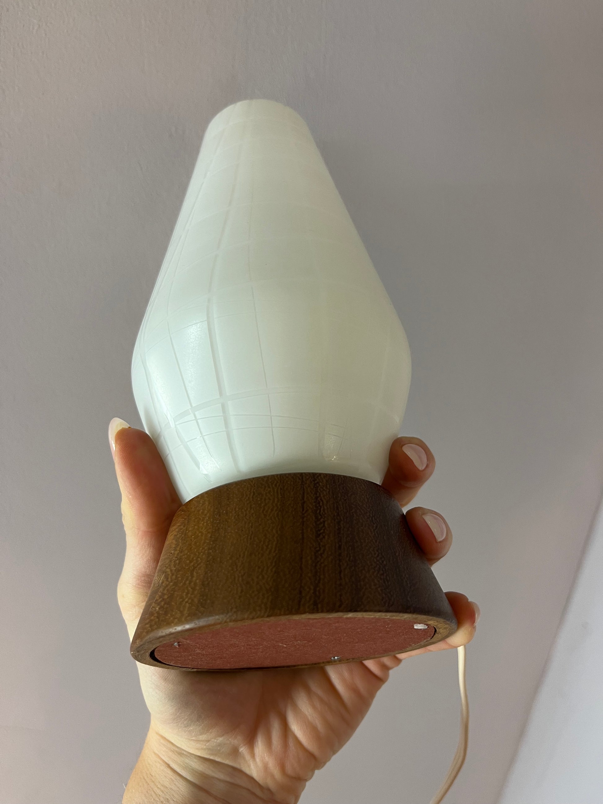 Tischlampe Teak Glas von Temde