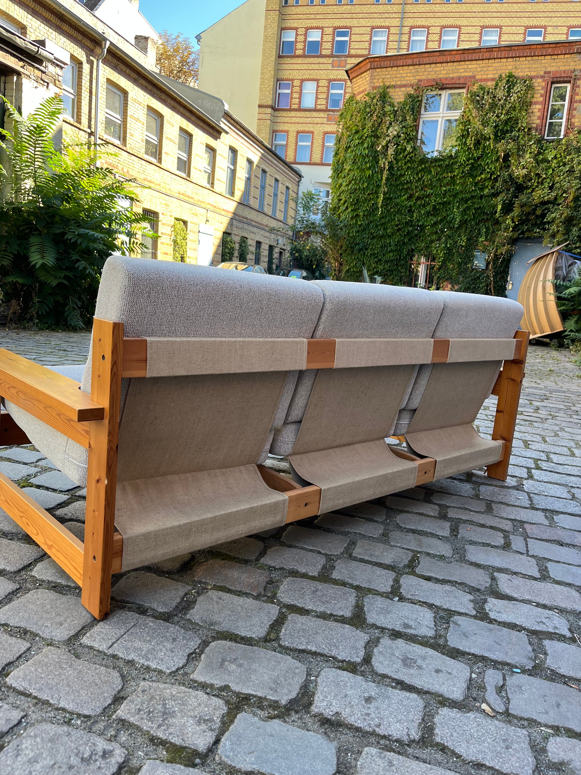 3-Sitzer Sofa beige grau Safari Style