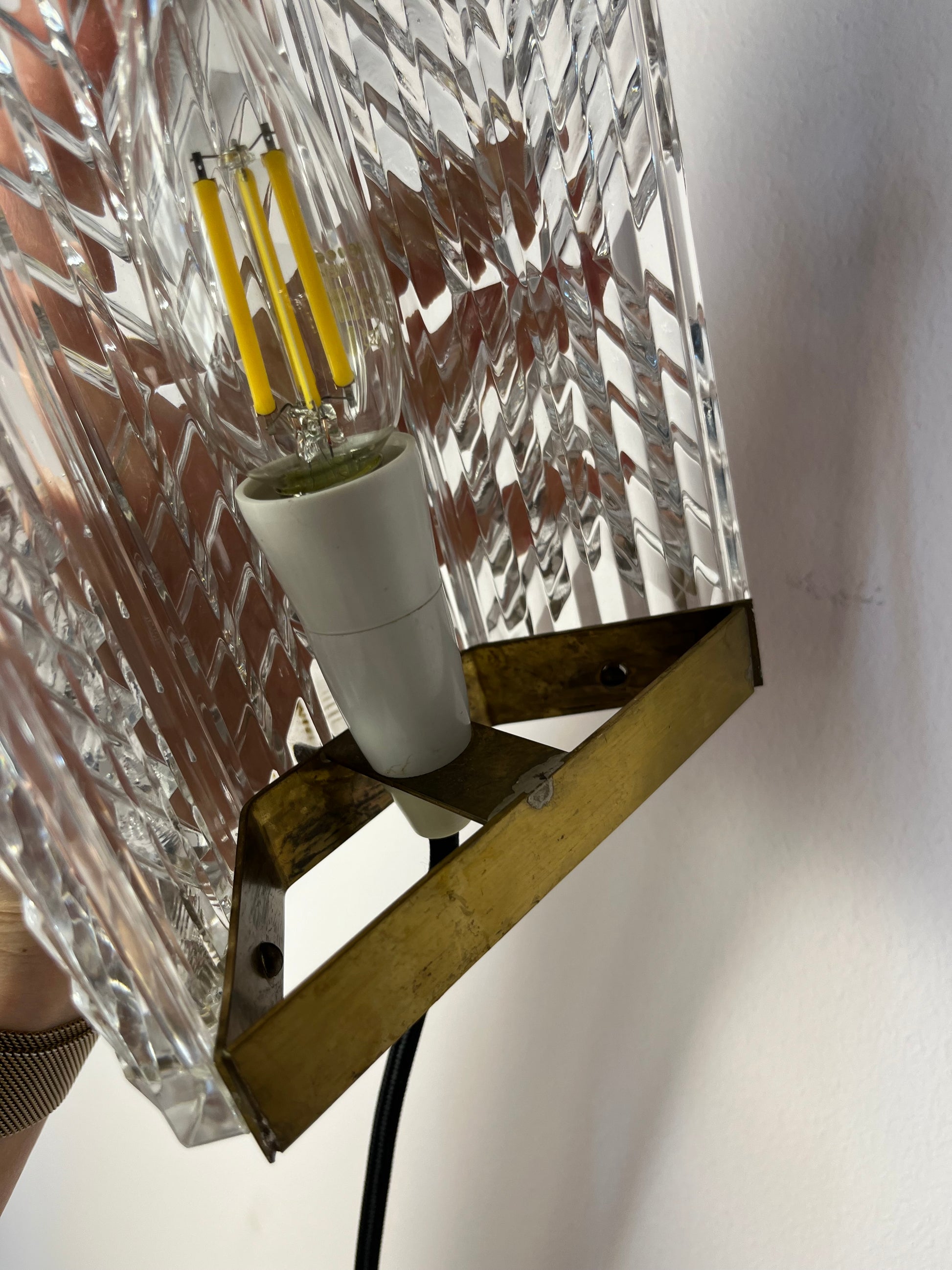 Wandlampe Messing & Glas von Wiktor Berndt für Flygsfors