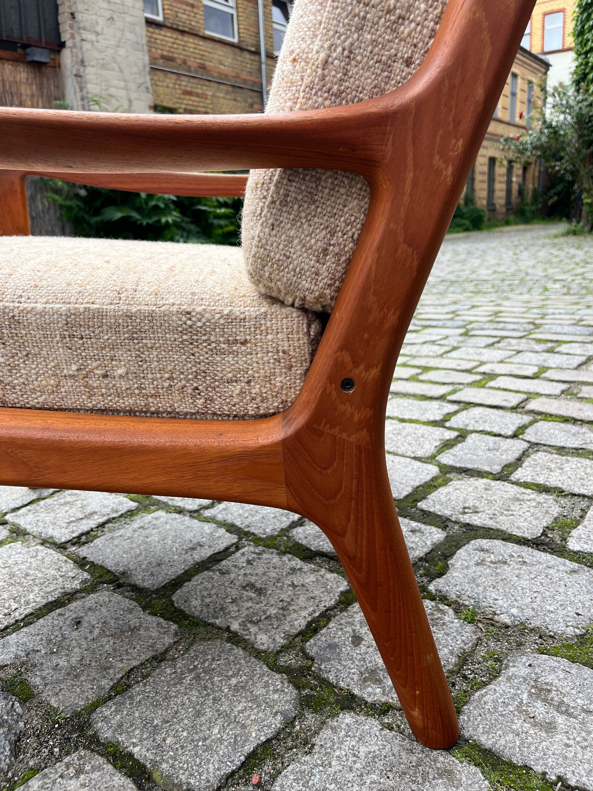 Sessel Senator beige Wolle Teak von Ole Wanscher für Cado