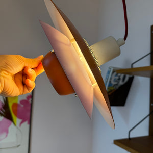 Lamellenlampe neu lackiert orange lila aus Dänemark