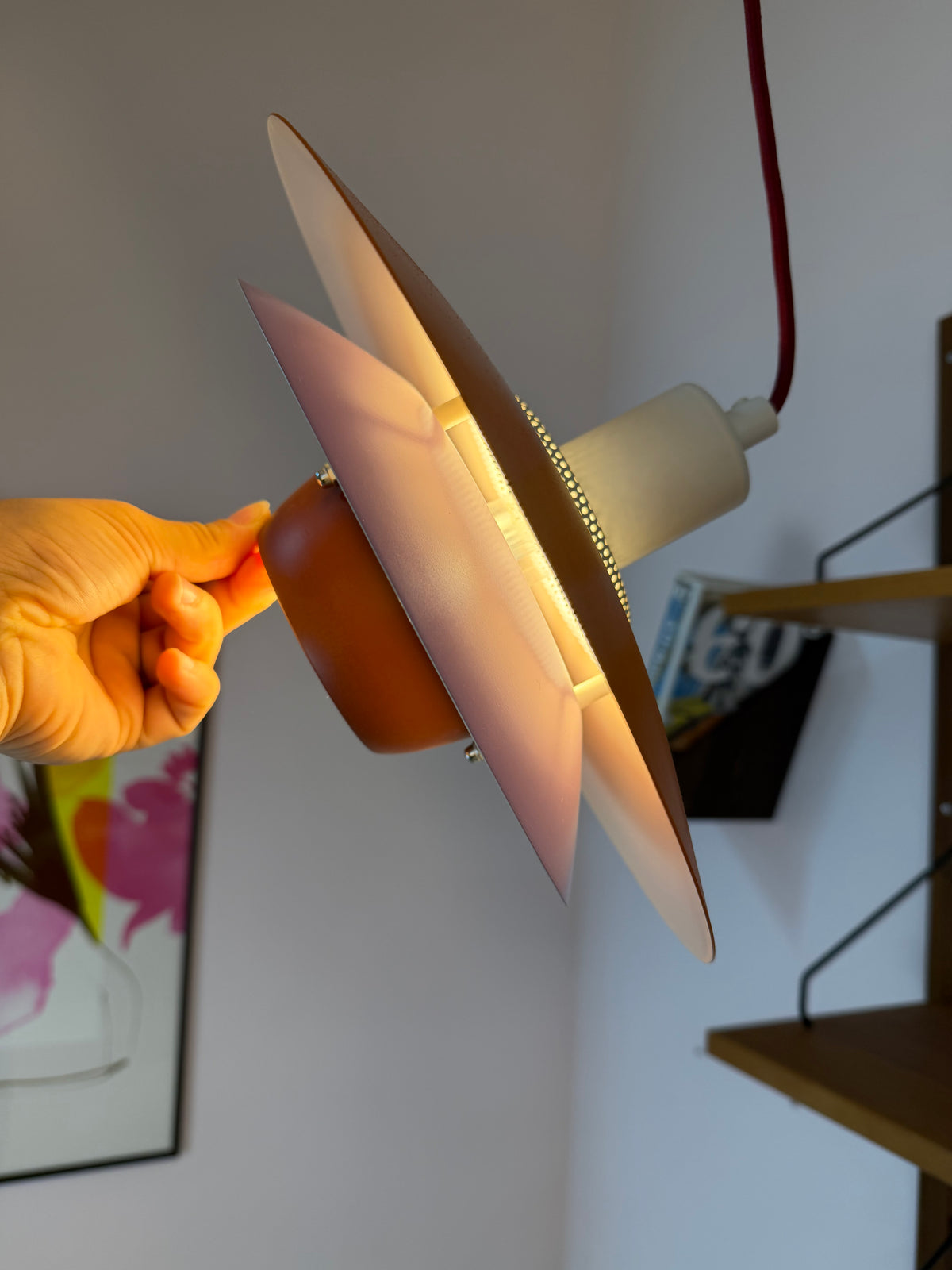 Lamellenlampe neu lackiert orange lila aus Dänemark