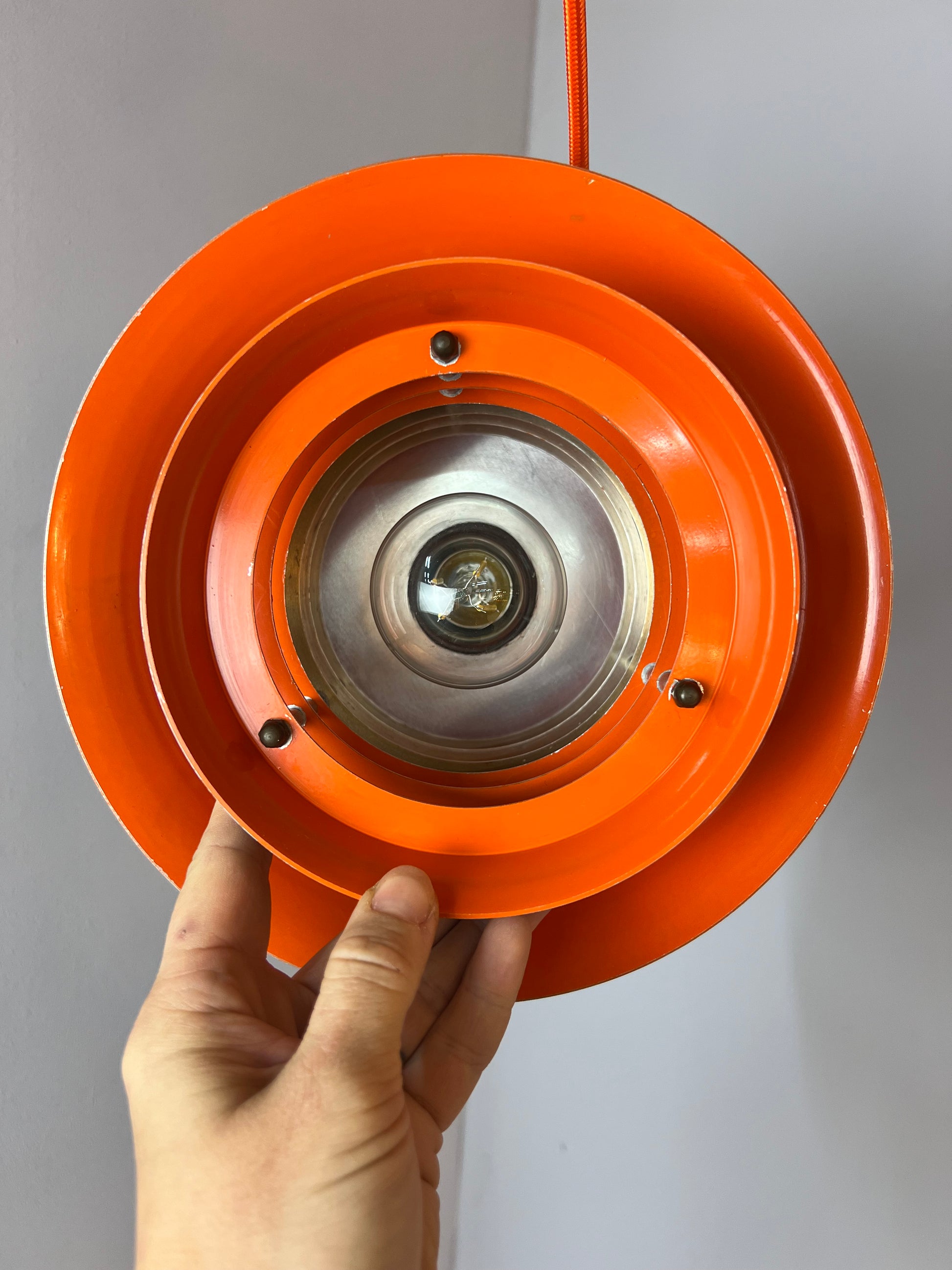 Lamellenlampe orange Chrom von Carl Thore