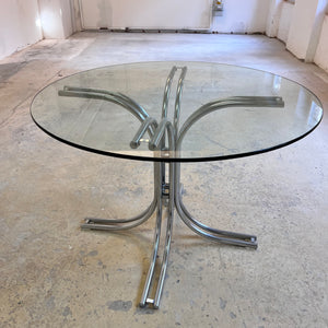 Runder Esstisch ∅ 110 cm Glas & Chrom von Gastone Rinaldi