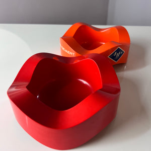 Set: 2 Aschenbecher orange rot von Walter Zeischegg für Helit