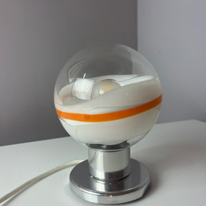 Tischlampe weiß orange Glas Chrom von Doria