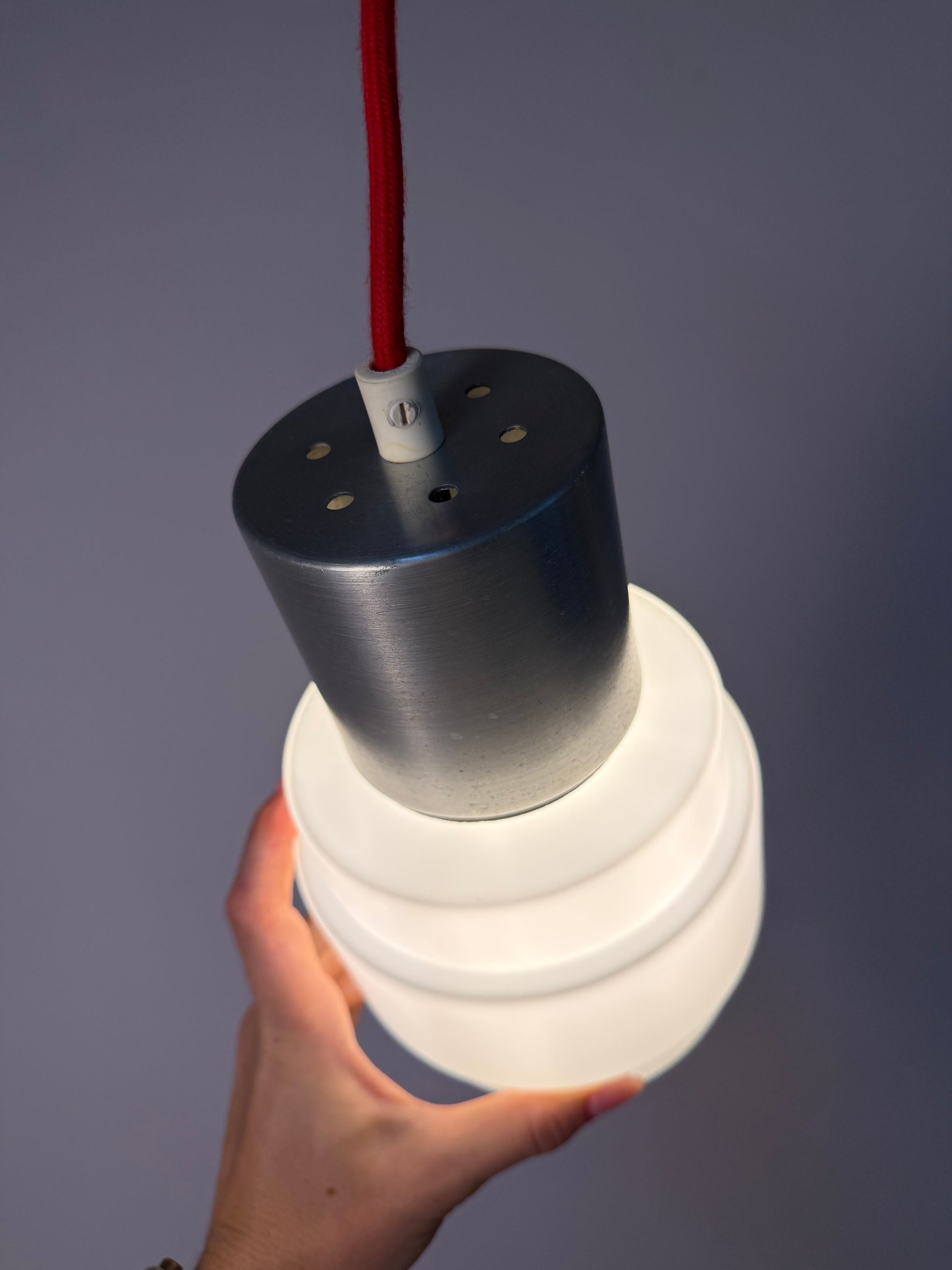 Hängelampe weiß silber aus Dänemark