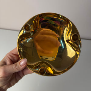 Set: 2 Kerzenständer und 1 Schale gold von Stoff & Nagel