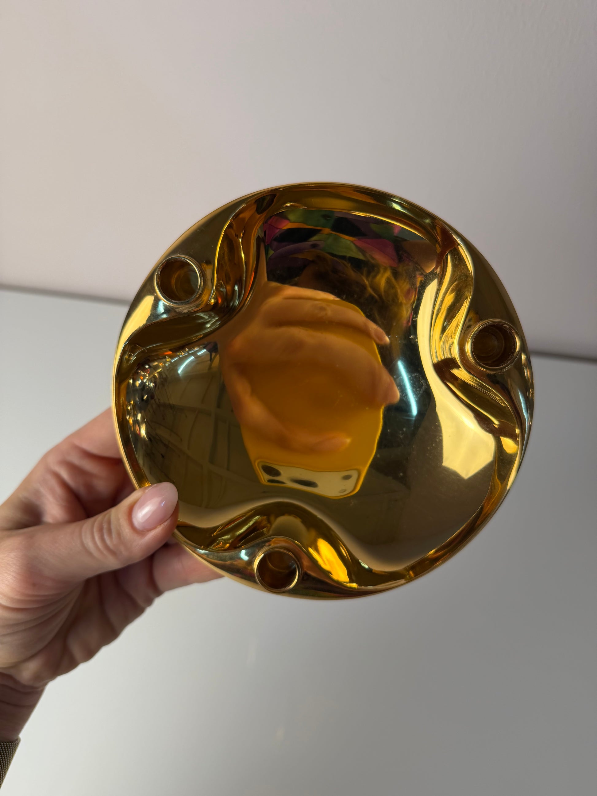 Set: 2 Kerzenständer und 1 Schale gold von Stoff & Nagel