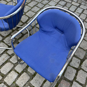 Set: 2x Freischwinger Chrom blau von Gastone Rinaldi für Alma