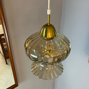Hängelampe Glas mit Messing aus Dänemark