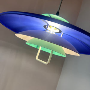Lamellenlampe neu lackiert blau grün