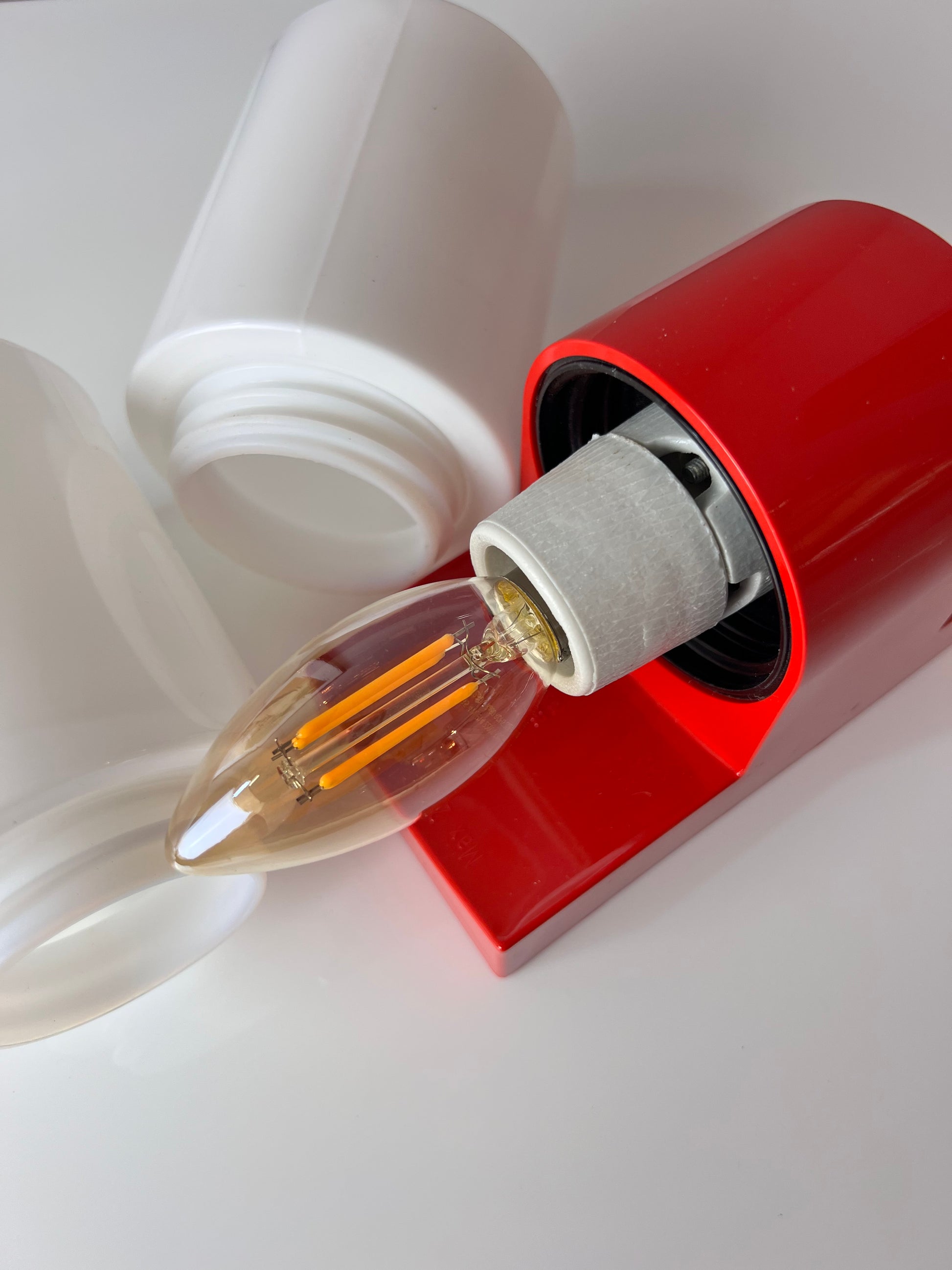Badlampe rot Kunststoff & Opalglas