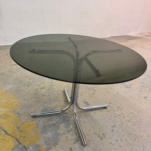 Runder Esstisch Rauchglas & Chrom