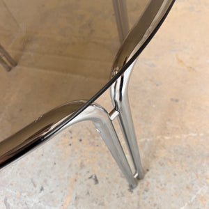 Runder Esstisch Chrom & getöntes Glas