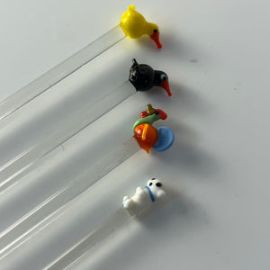 Set: 4x Rührstab mit Tierfigur von Farbglashütte Lauscha