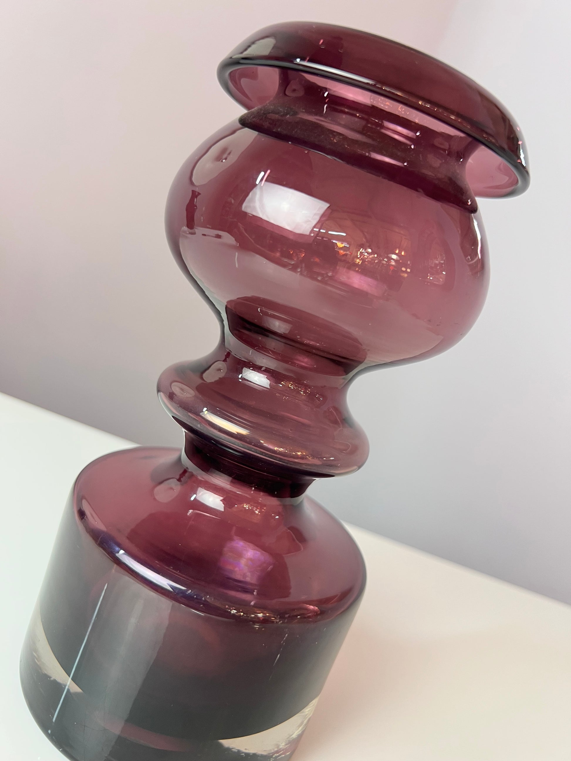Antik Vase Pompadour weinrot von Nanny Still für Riihimäen Lasi