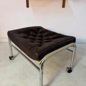 Hocker Modell Bore dunkelbraun Chrom von Noboru Nakamura für IKEA